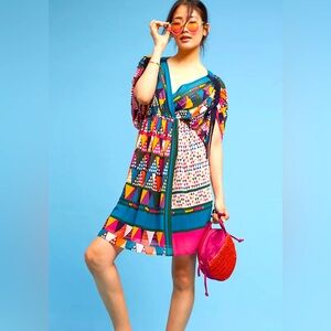 Anthropologie Maeve Geo-Printed Dress Size 2 Kimono Style